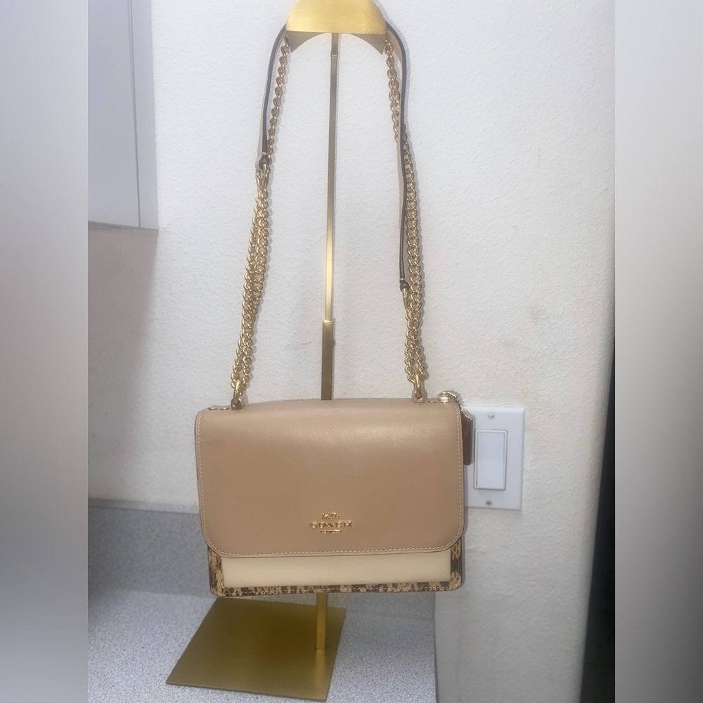 Coach Colorblock Snake Leather Ivory Multi Color Klare Crossbody Bag EUC